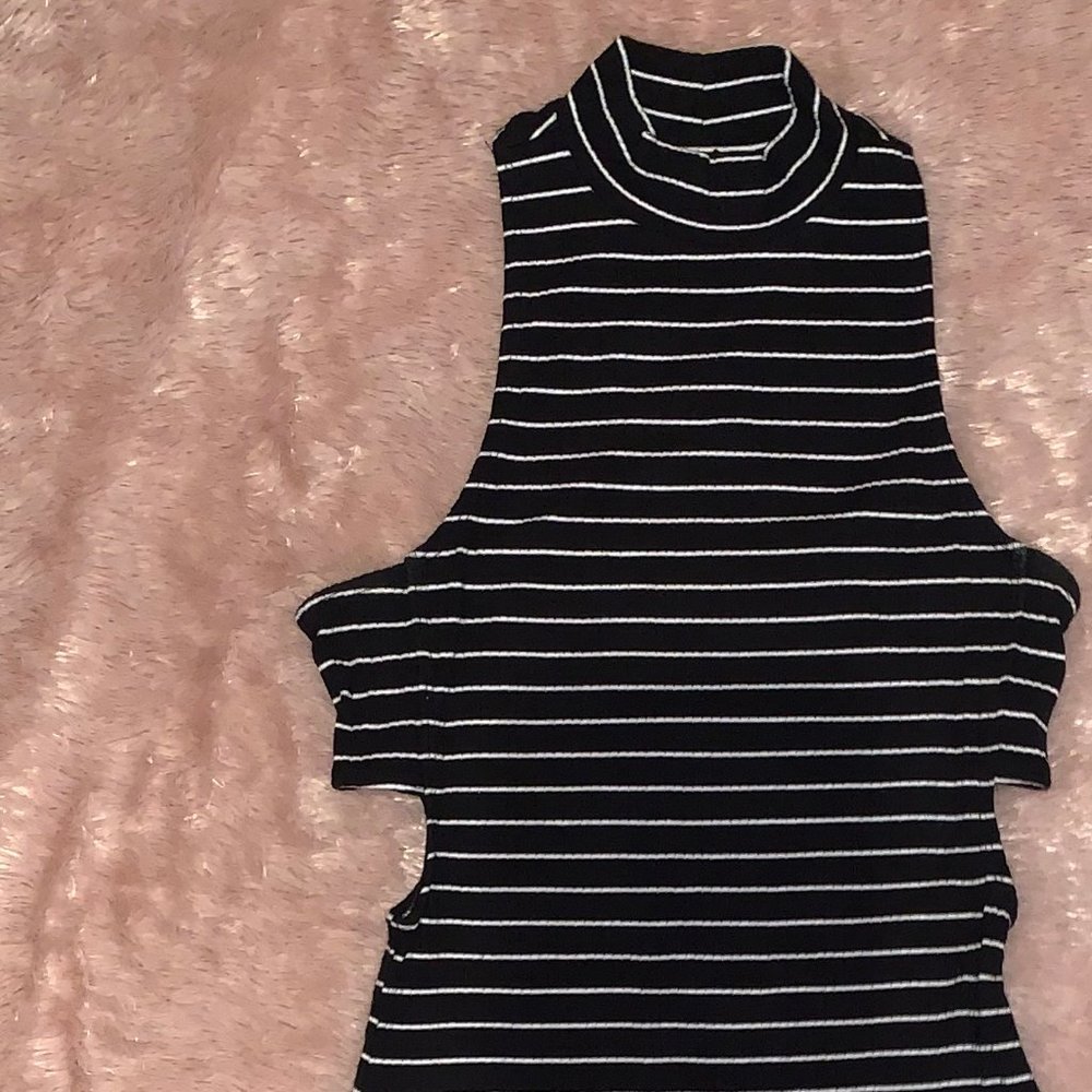 Fitted Black Halter Dress with Cut-outs